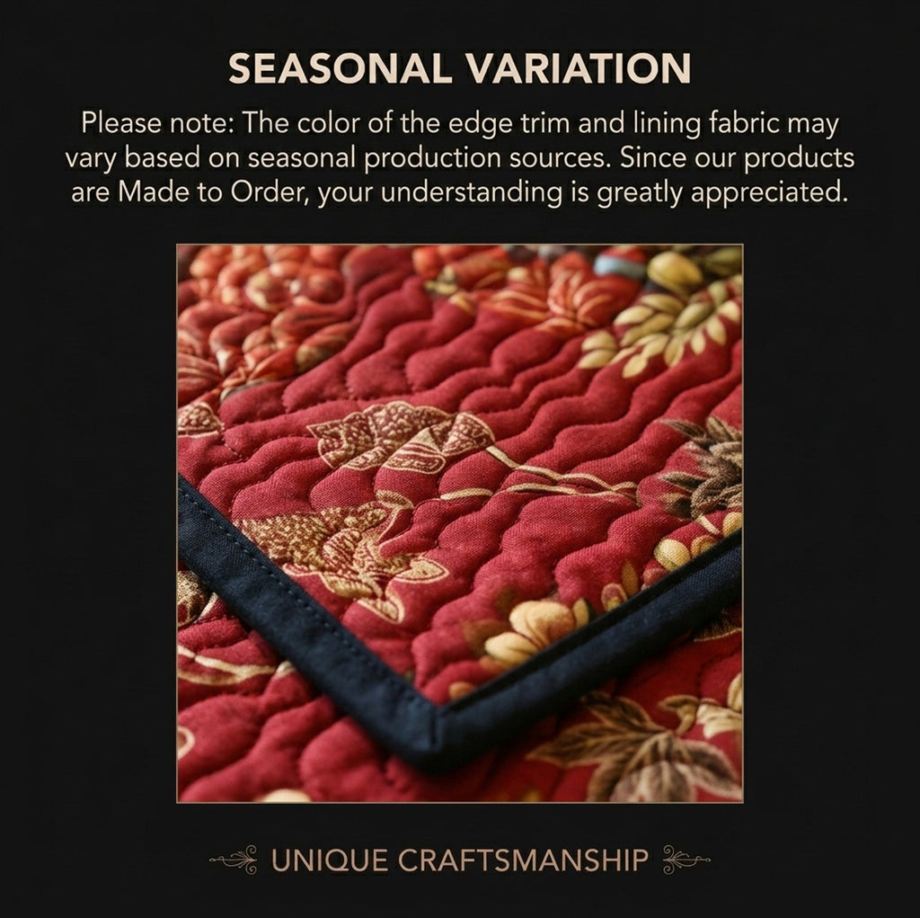 Edge stitching and reverse of the Scripture and Flowers quilted bedspread set