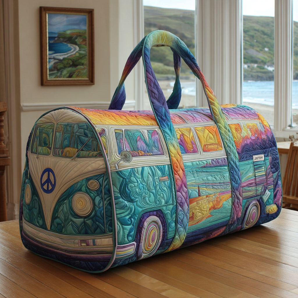 Wanderlust Wheels quilted weekend bag – seaside landscape van