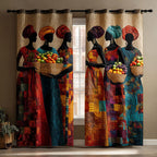 Fruit Basket Ladies quilted curtains – women carrying fruit baskets