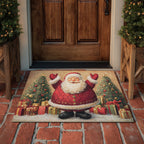 Waving Santa doormat – santa with gifts