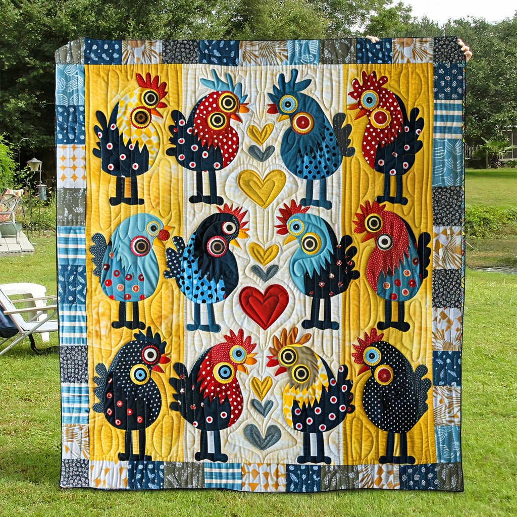 Quilted Throw - Folk Chicks and Hearts – view 2