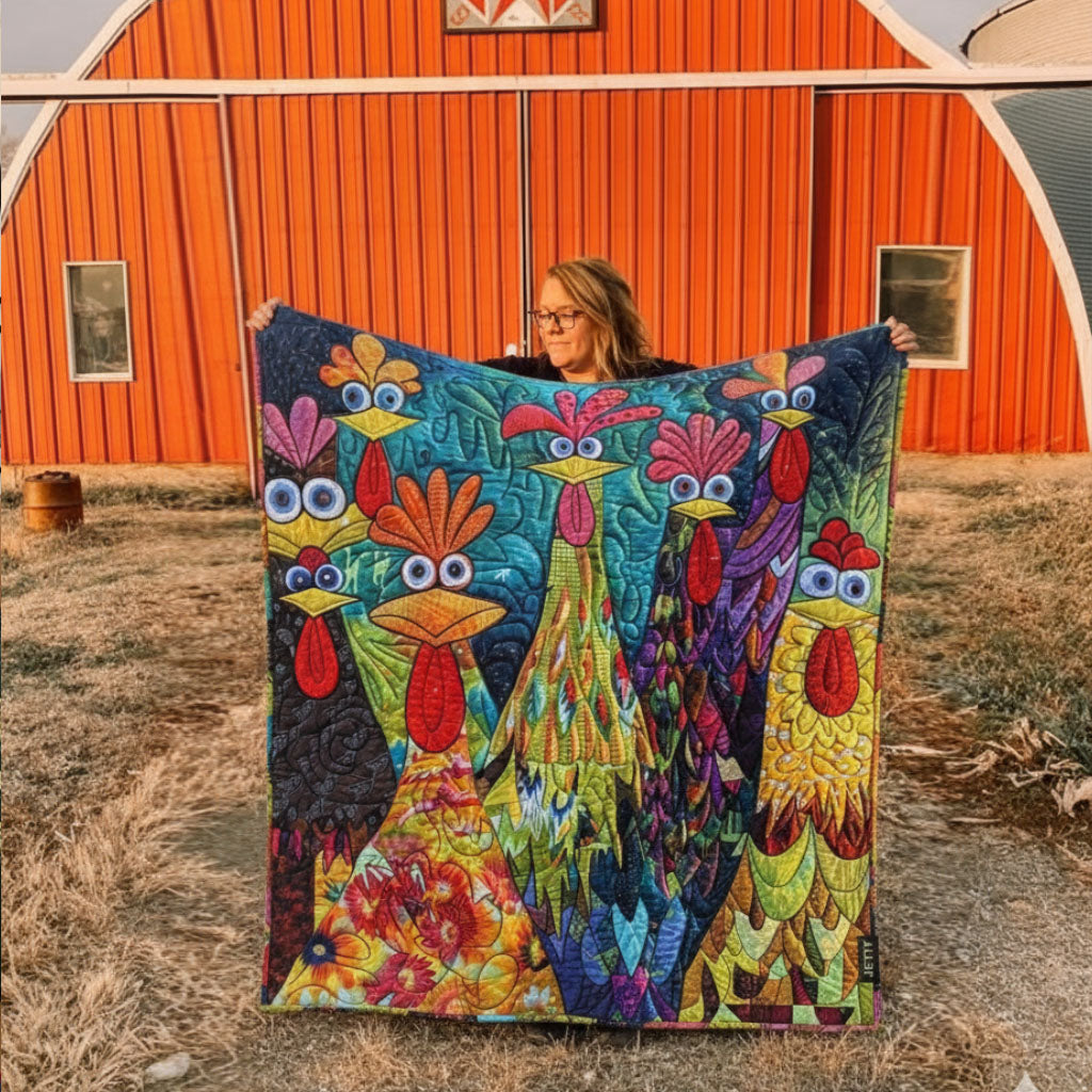 Quilted Throw - Wild Feather Chickens – view 2