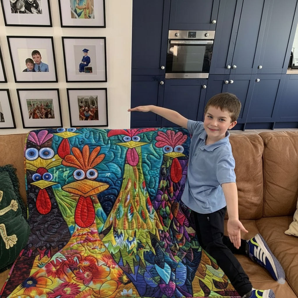 Quilted Throw - Wild Feather Chickens – view 3