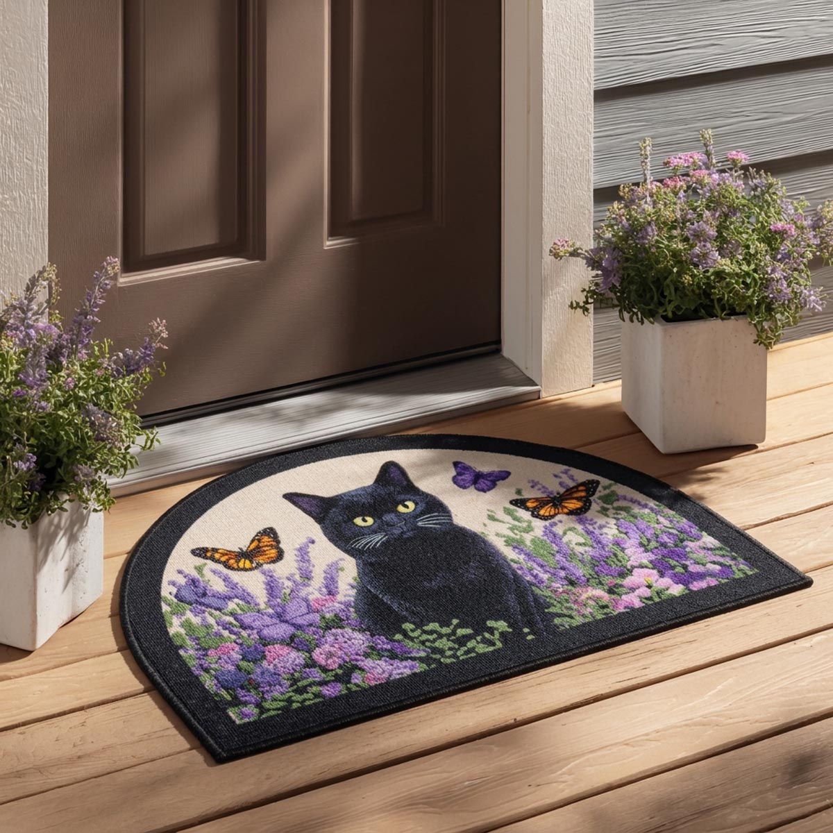 Whisker Charm shaped doormat – cat and lavender