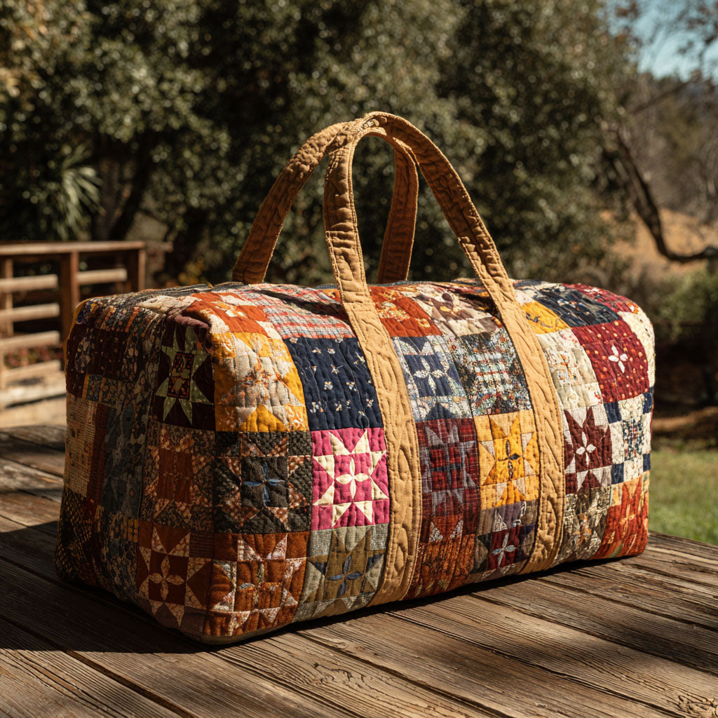 Whispering Garden quilted weekend bag – patchwork blocks