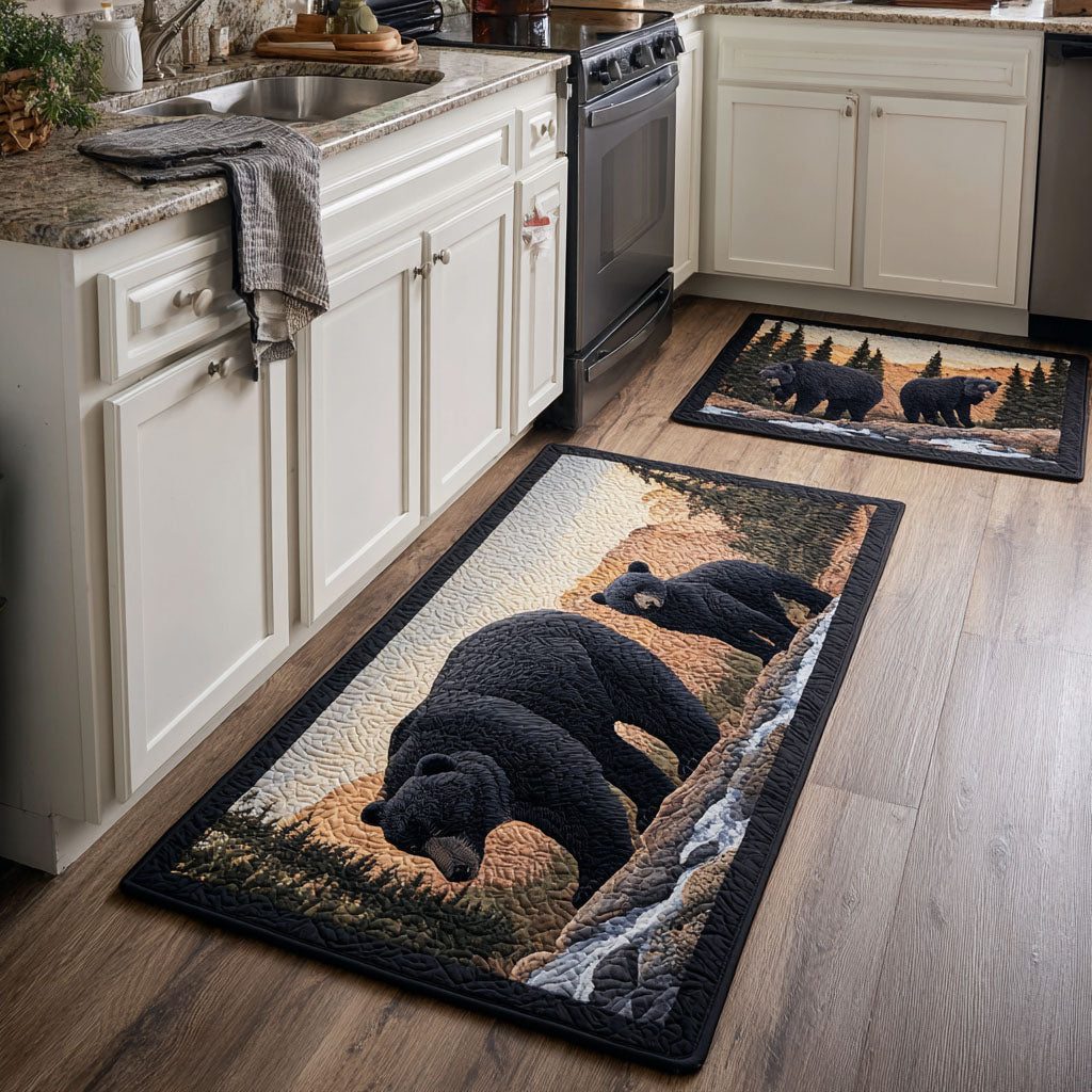 Bear Stroll kitchen mat set – bear in a clearing