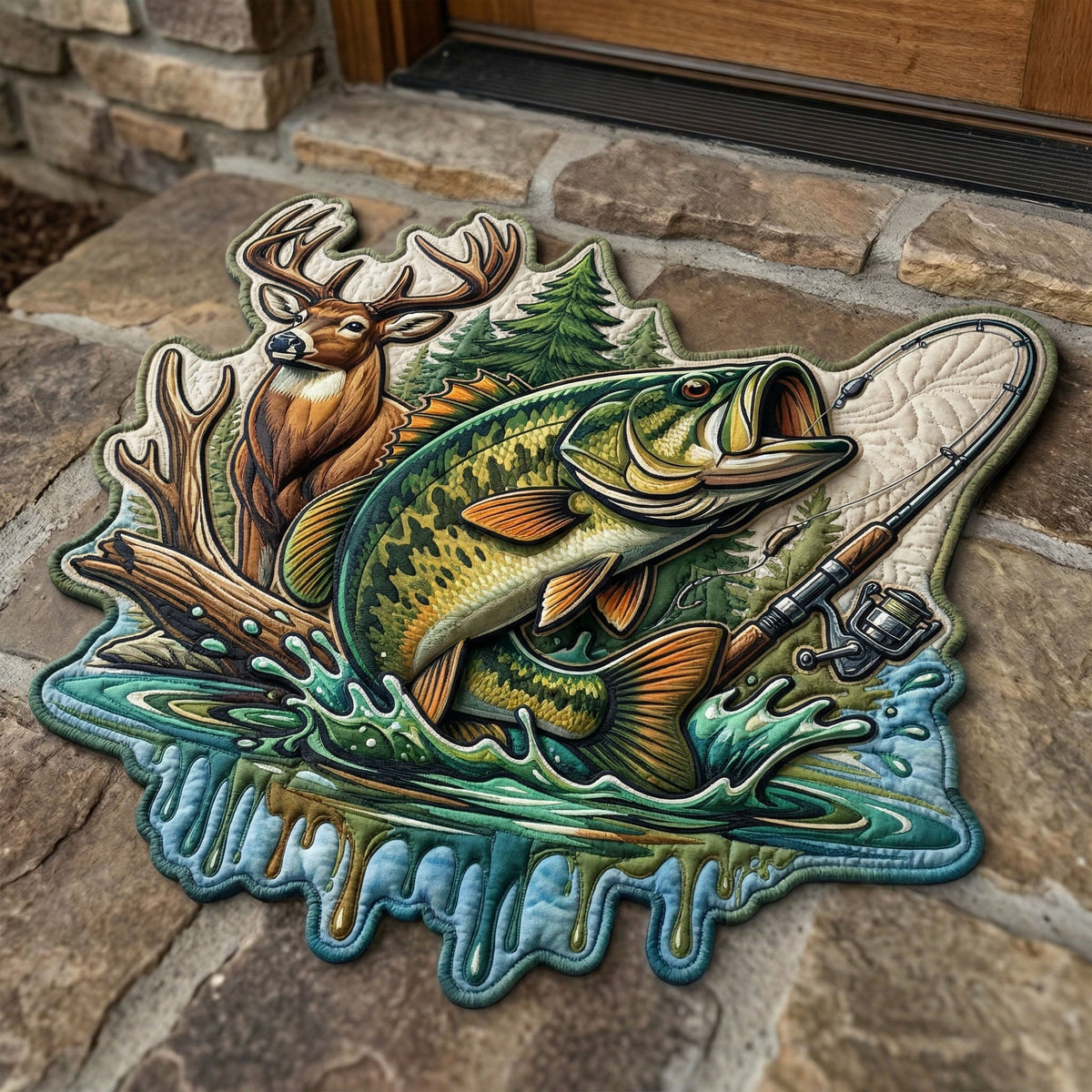 Wild Catch shaped doormat – bass and stag