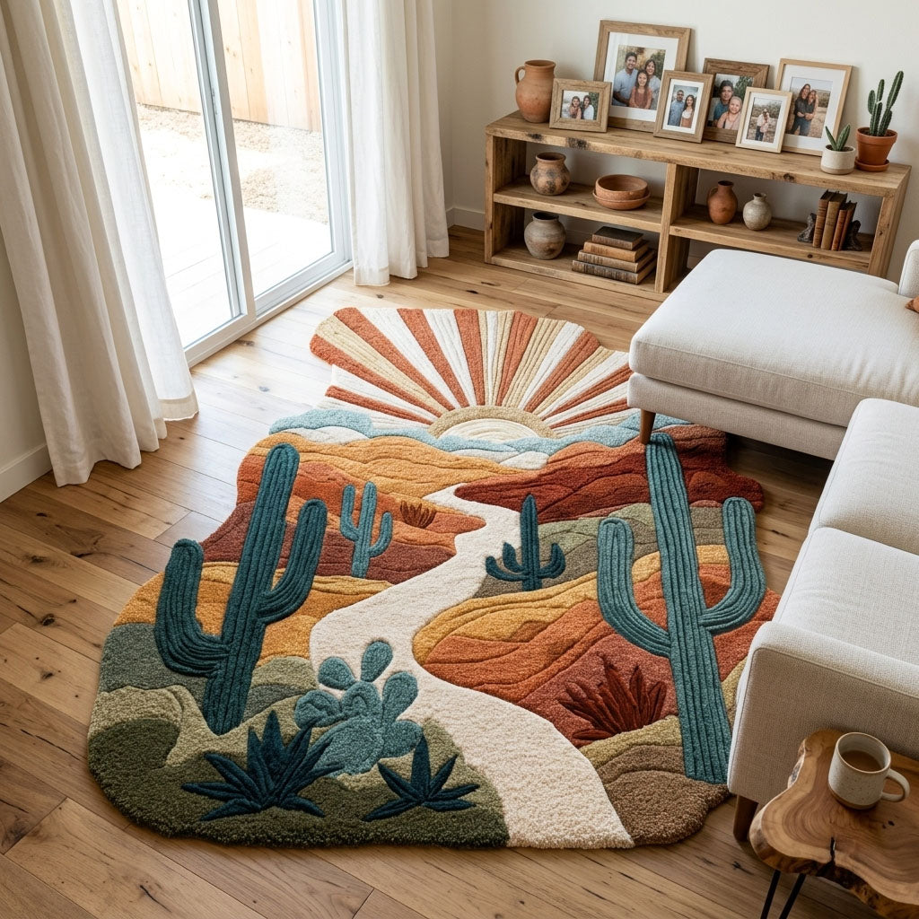 Wild Petal Desert shaped rug – desert sunrise
