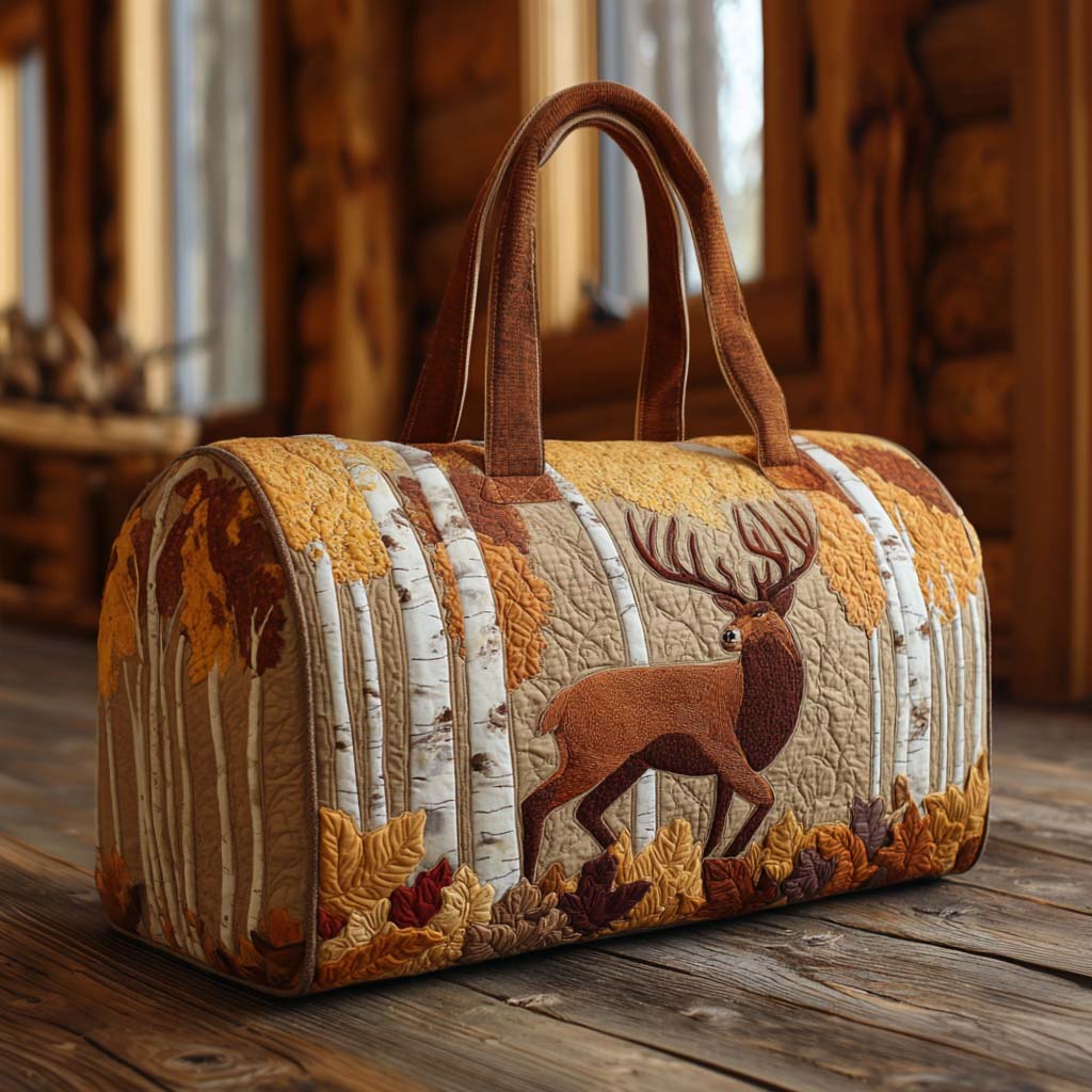 Wild Trails Stag quilted weekend bag – stag among birches