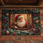 Santa Wreath Window doormat – santa in garland window