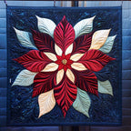 Winter Poinsettia quilted throw – red and cream poinsettia on navy