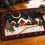 Winter Wonderland Village quilted placemats – cottages under the moon