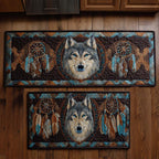 Wolf Dreamcatcher kitchen mat set – wolf and dreamcatchers