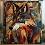 Mosaic Wolf quilted throw – wolf head in mosaic patchwork