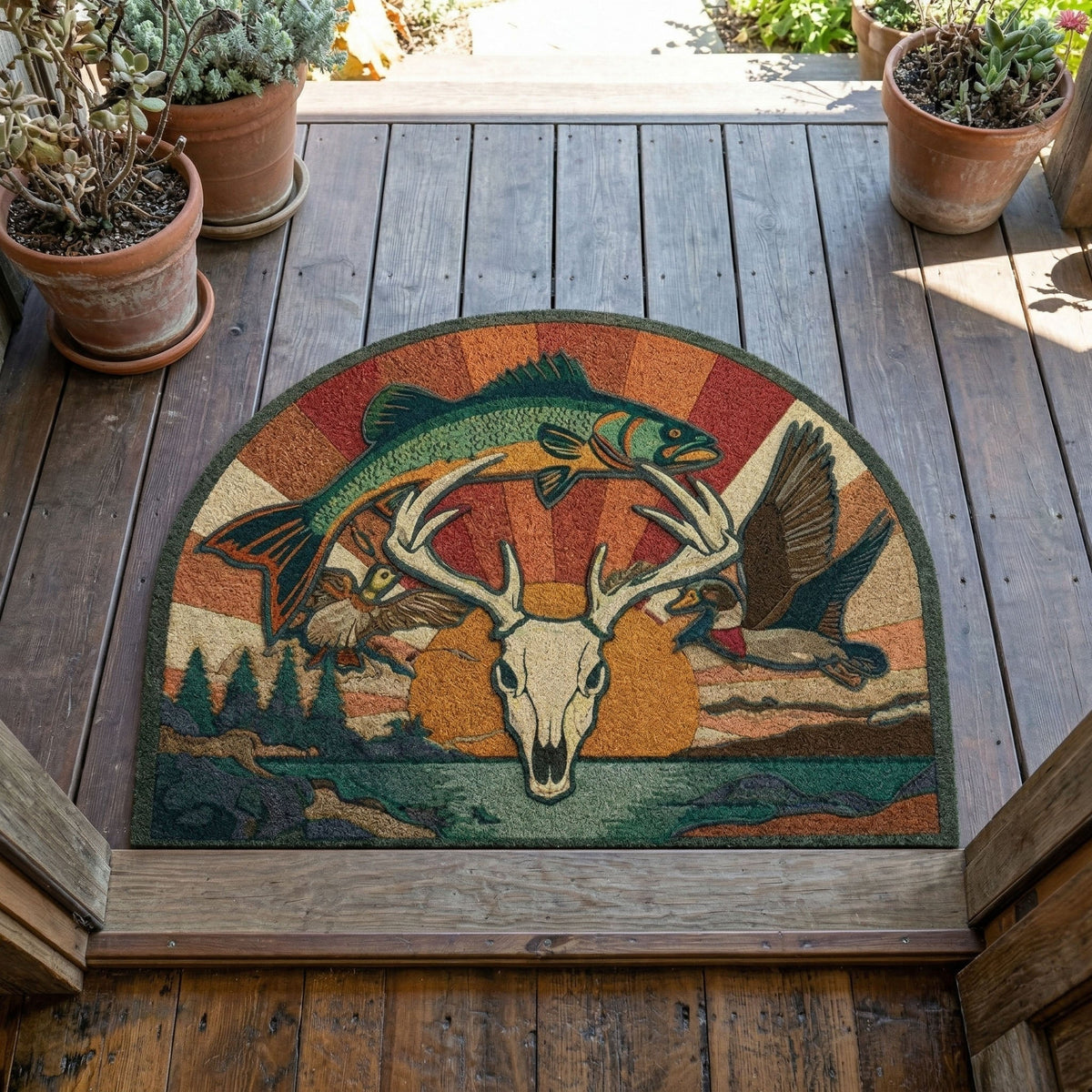 Woodland Scene shaped doormat – lodge wildlife arch