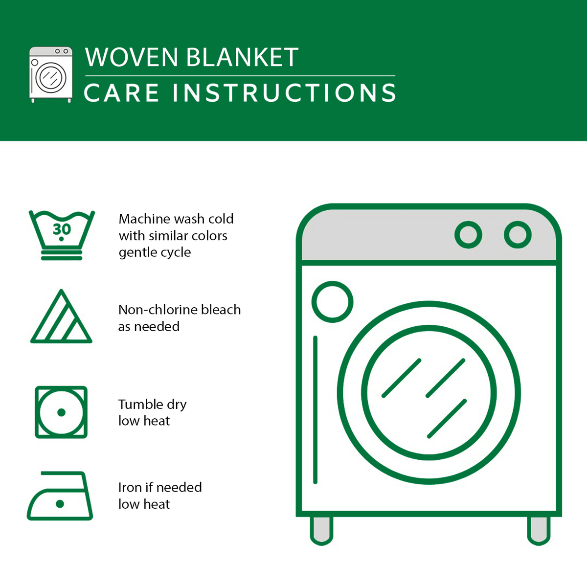 Care instructions – Woven Sofa Throw - Easter Lily Meadow