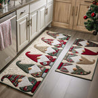 Christmas Eve Gnomes kitchen mat set – patchwork gnomes