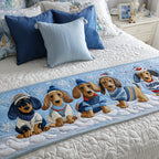 Dachshunds in Jumpers quilted bed runner – dachshunds in blue and white jumpers