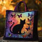 Calmheart Cat quilted tote bag – cat silhouette at sunset