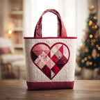 Blush Patch Heart quilted tote bag – blush patchwork heart