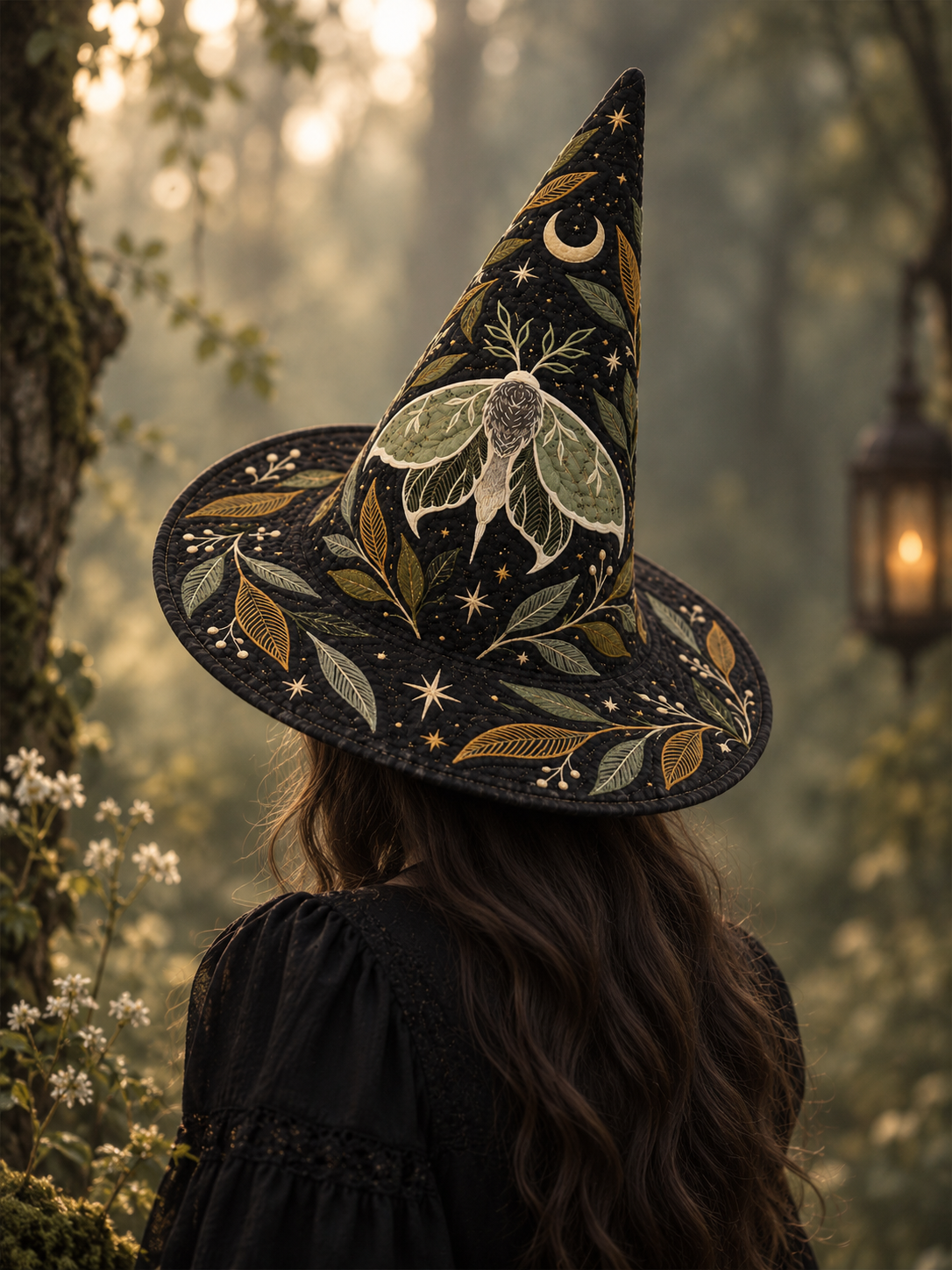 Quilted Witch Hat - Botanical Moth – view 2