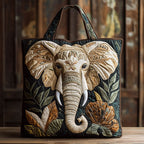 Wild Elephant quilted tote bag – elephant face