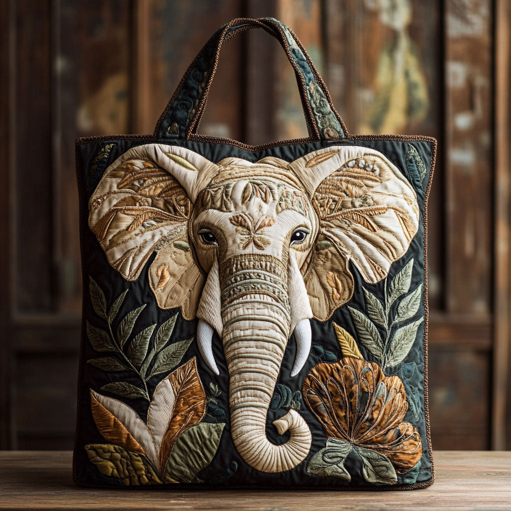 Wild Elephant quilted tote bag – elephant face