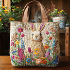 Rabbit Garden quilted tote bag – bunny in garden