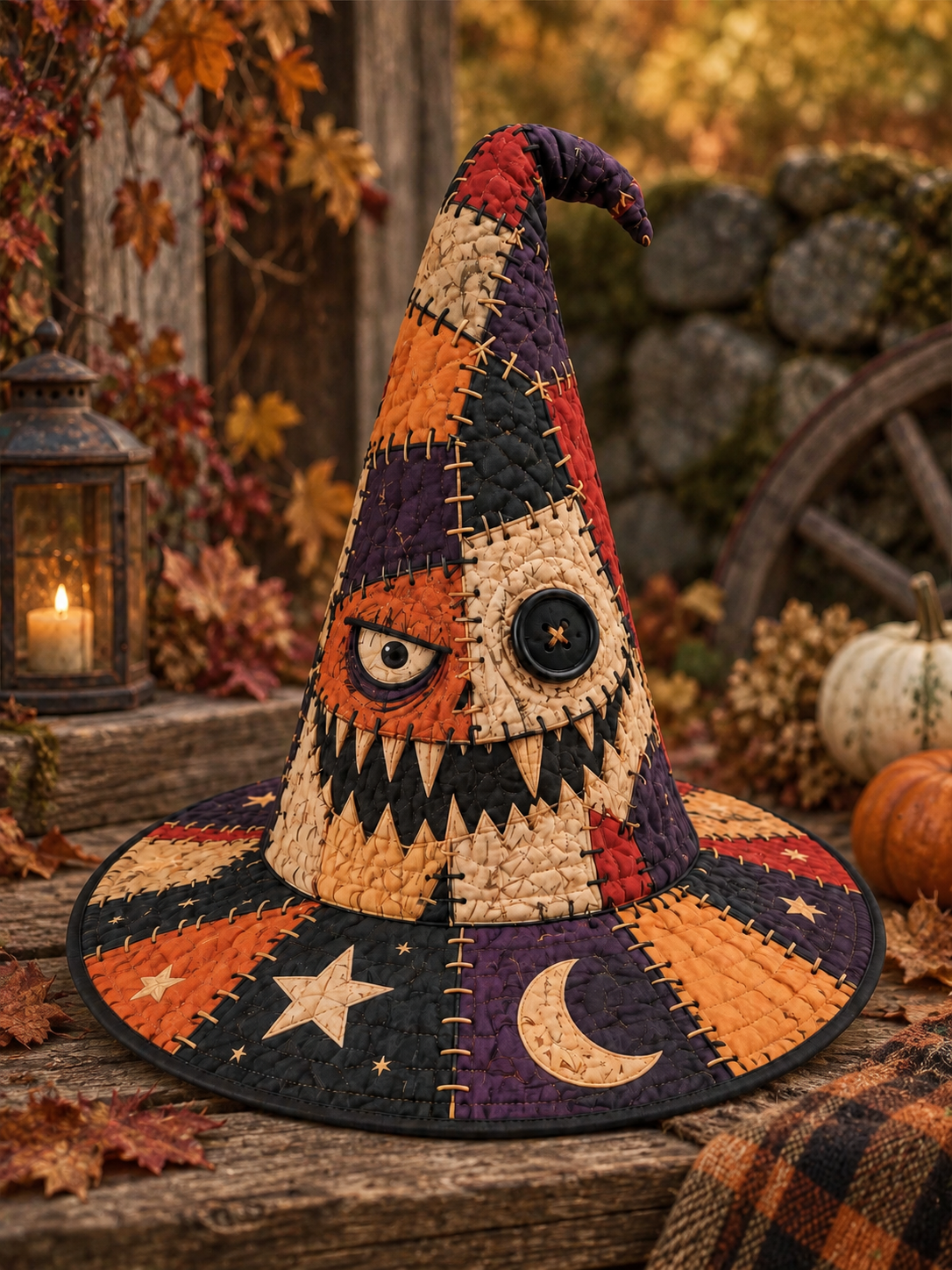 Quilted Witch Hat - Button-Eye Monster – view 2