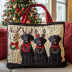 Frosty Labrador Charm quilted tote bag – labradors in antlers