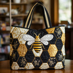 Queen Bee Honeycomb quilted tote bag – bee on honeycomb