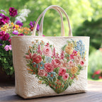 Flower Love Heart quilted tote bag – flower heart