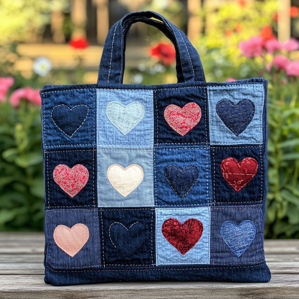Cosy Love Hearts quilted tote bag – heart patchwork