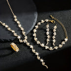 4-Piece Jewellery Set - Crystal Flowers