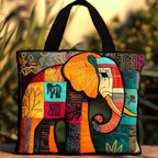 Patchwork Elephant Essence quilted tote bag – bold patchwork elephant