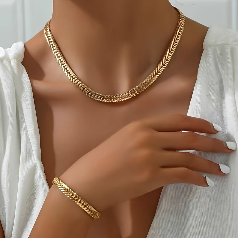 Necklace & Bracelet Set - Gold-Tone Foxtail