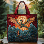 Sunfire Dragon quilted tote bag – dragon at sunset