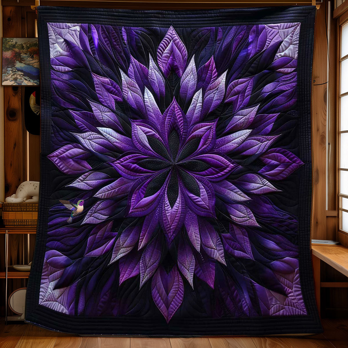 Quilted Throw - Purple Petal Bloom – view 3