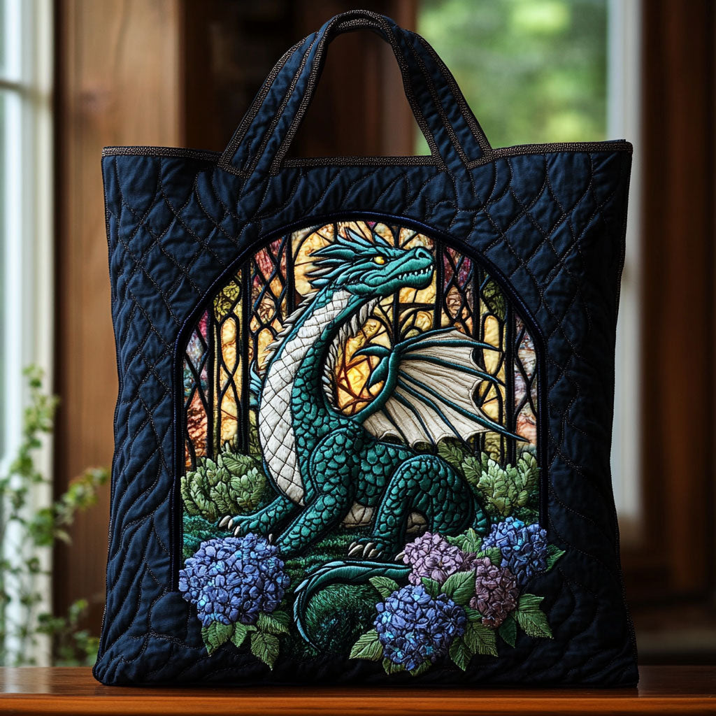 Mystic Window Dragon quilted tote bag – dragon under arch