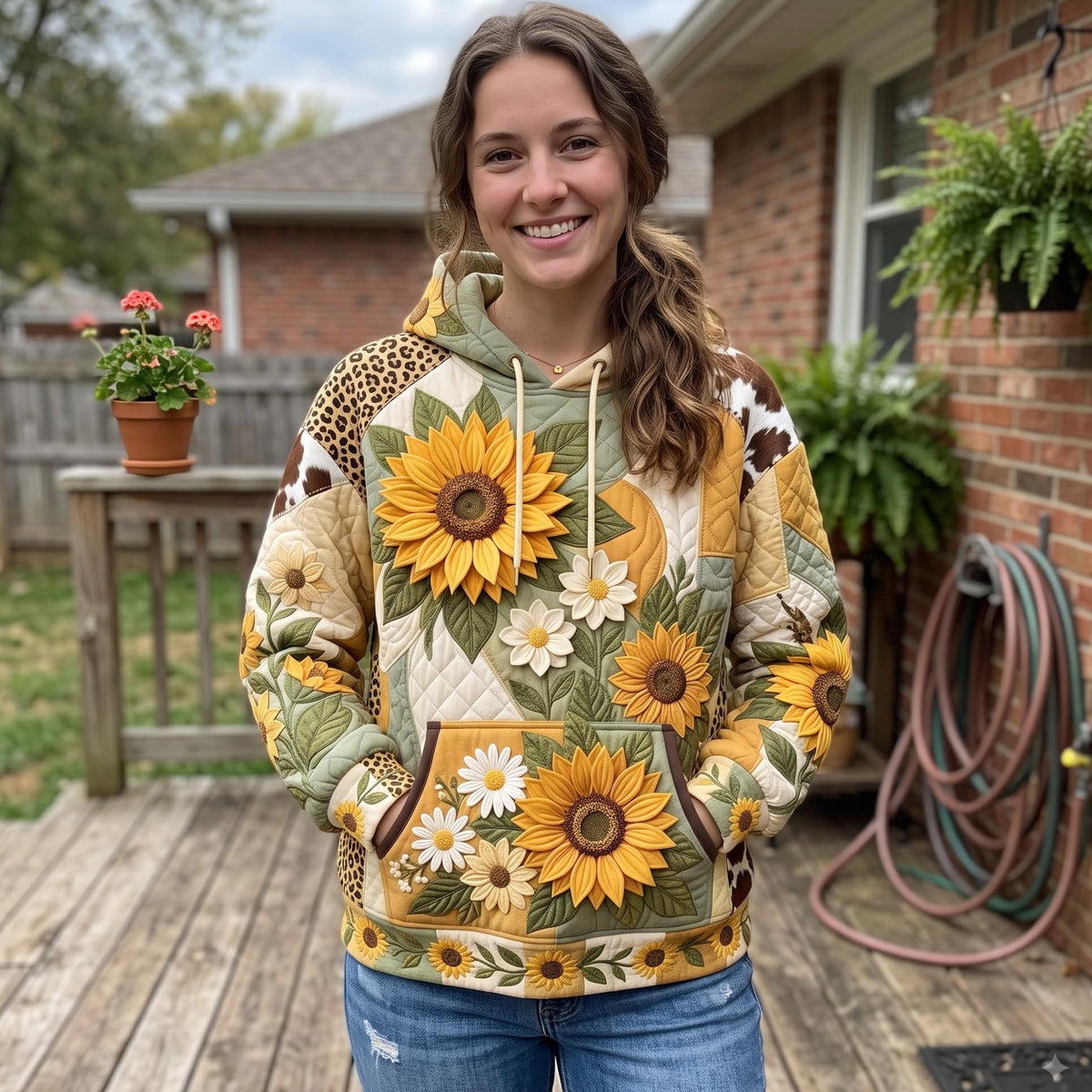 Hoodie - Sunflower Leopard Patch – view 5
