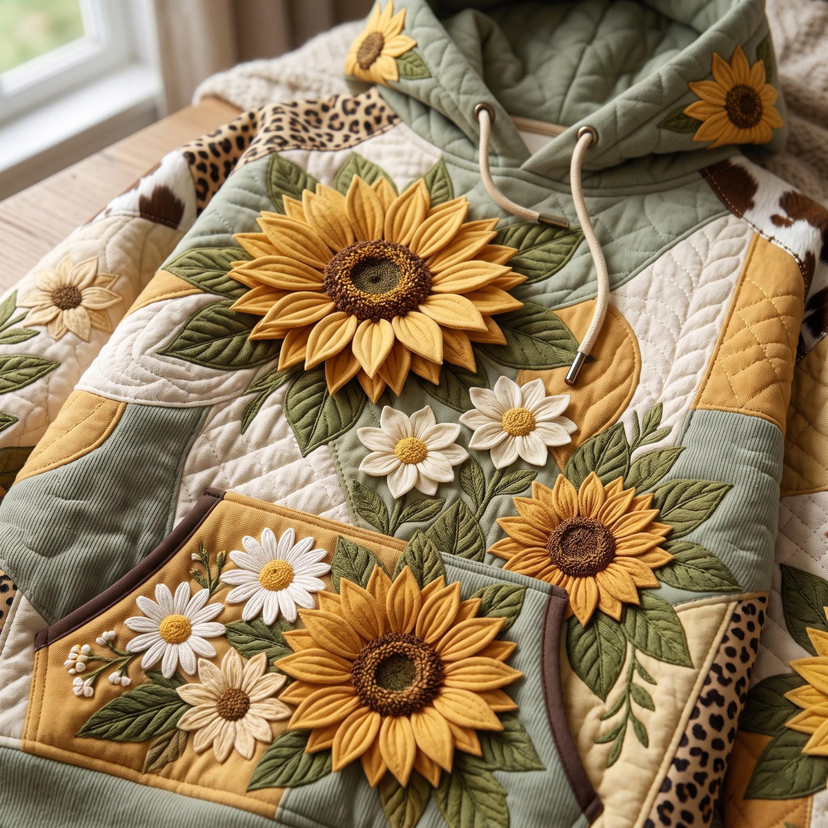 Hoodie - Sunflower Leopard Patch – view 6
