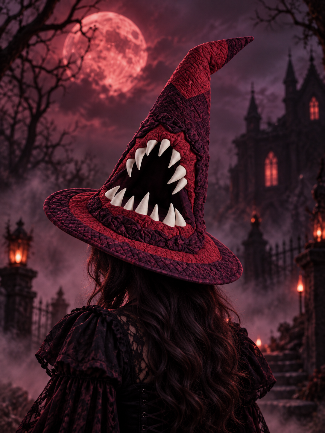 Quilted Witch Hat - Fanged Monster – view 3