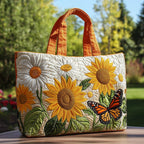 Sunflower Light quilted tote bag – sunflowers and butterfly
