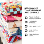 Corner detail of the Galloping Horses quilted bedspread and one pillow sham