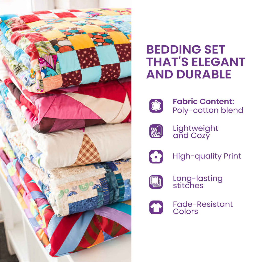 Cardinals pillow shams and quilted bedspread shown together