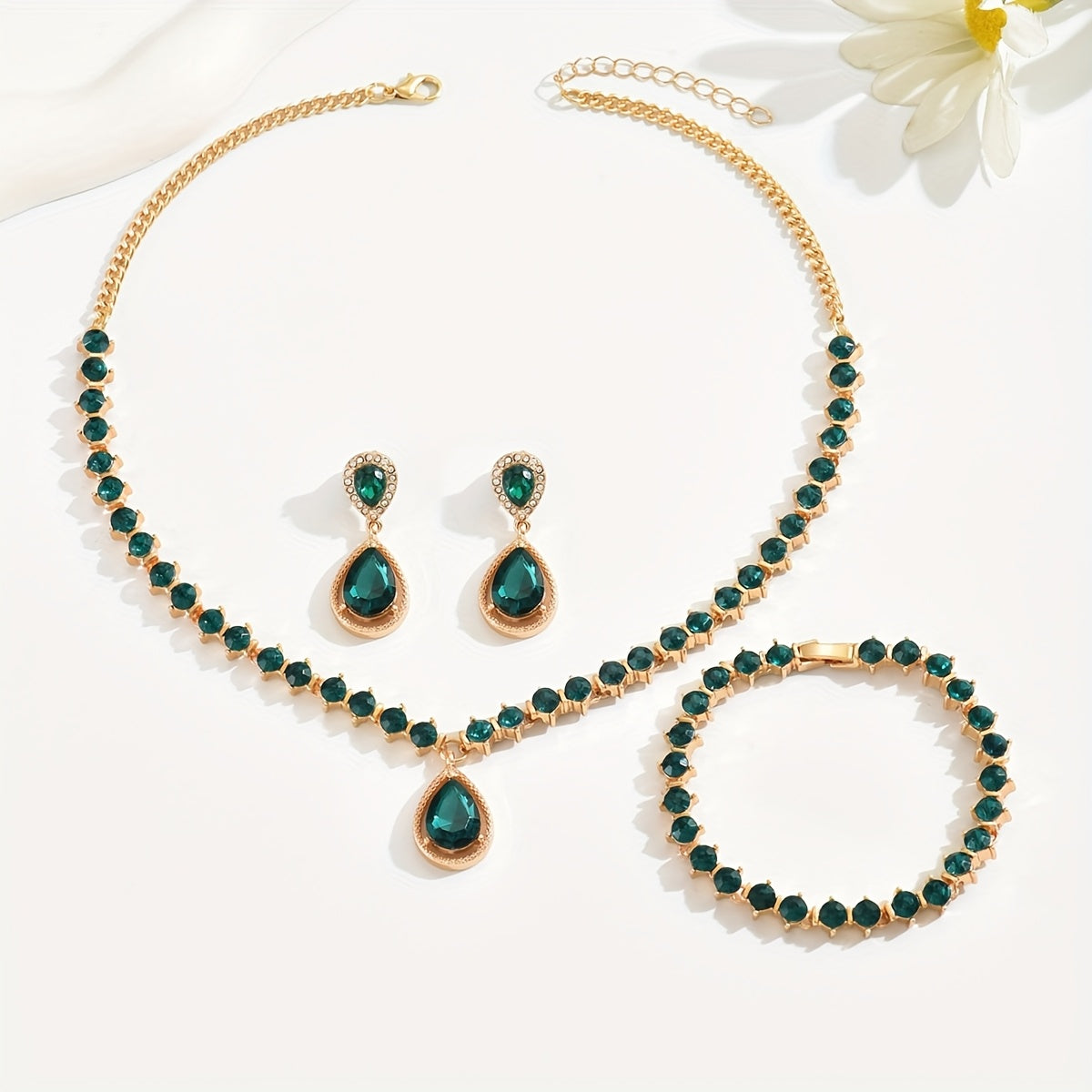 Jewellery Set - Green Teardrop