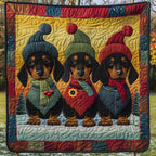 Dachshunds in Bobble Hats quilted throw – dachshunds in knitted bobble hats