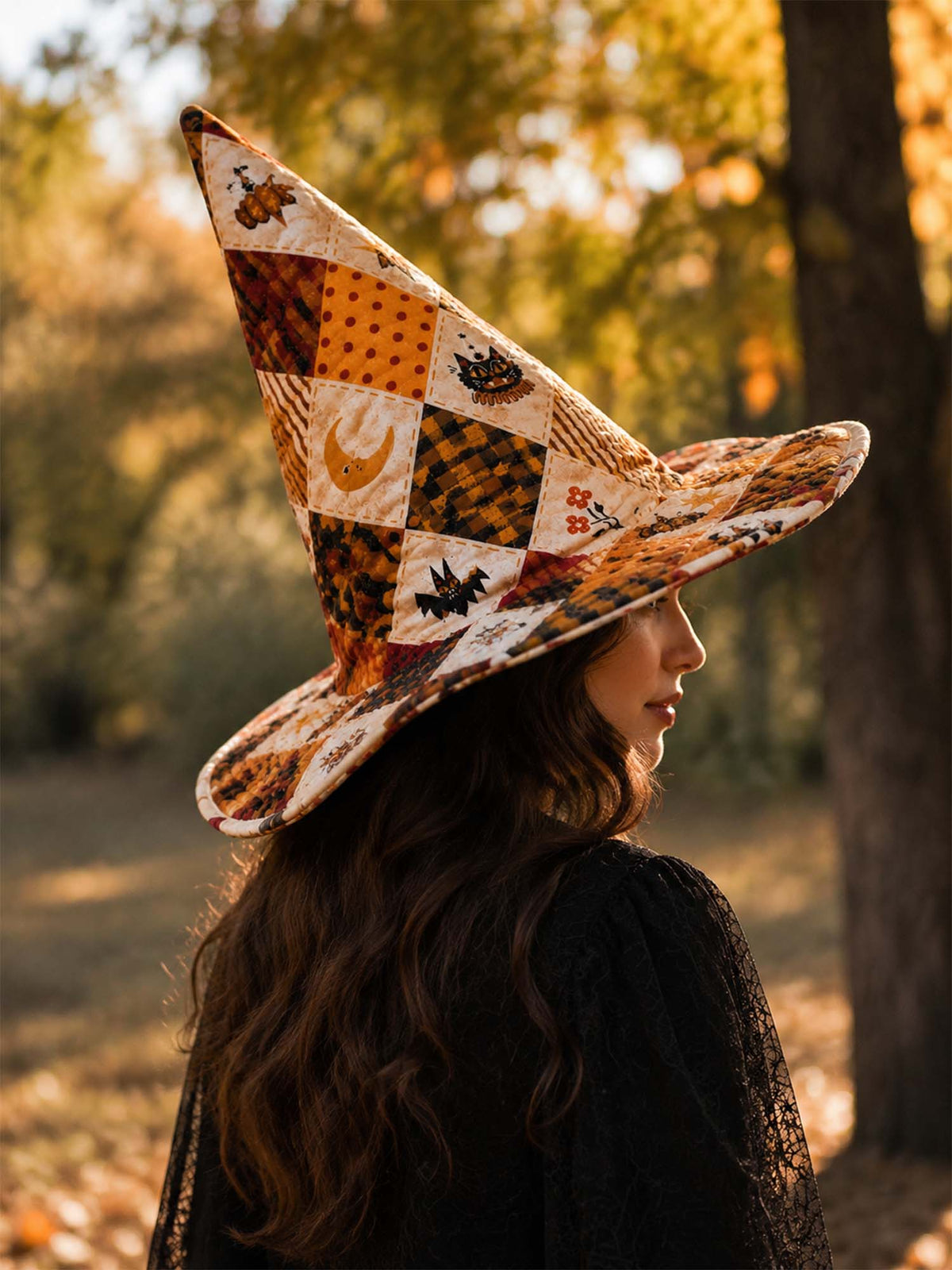 Quilted Witch Hat - Diamond Halloween Patchwork – view 2