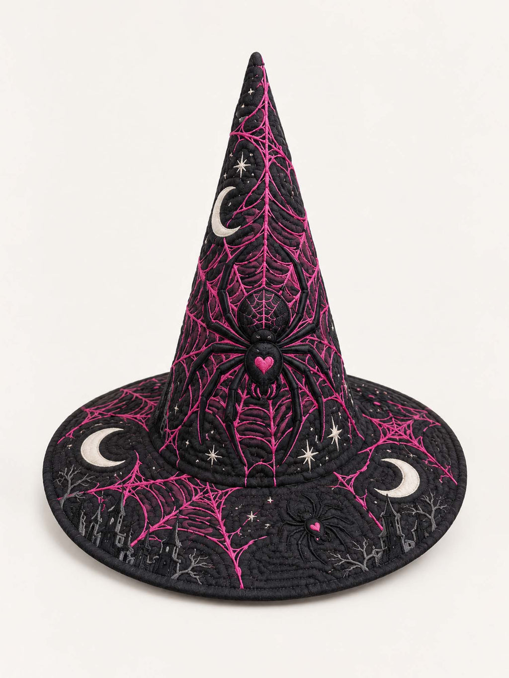 Pink Spiderweb quilted witch hat – pink spiderweb