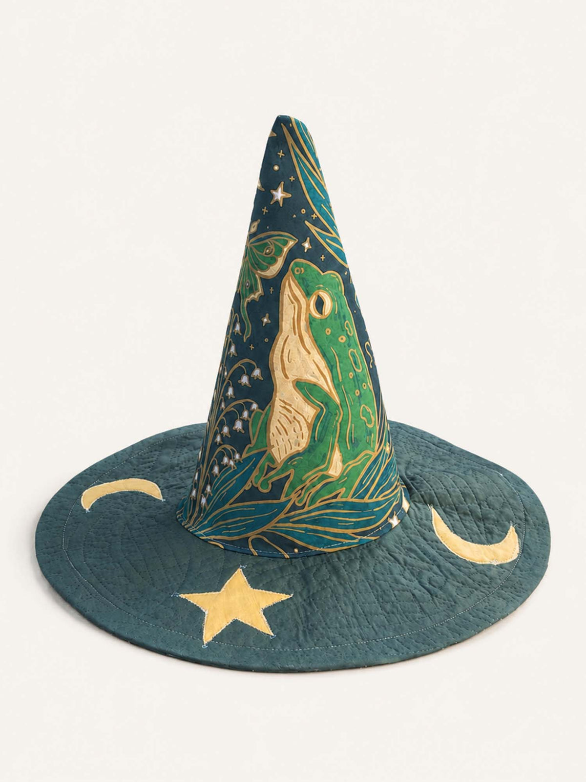 Moon Frog quilted witch hat – frog with moons